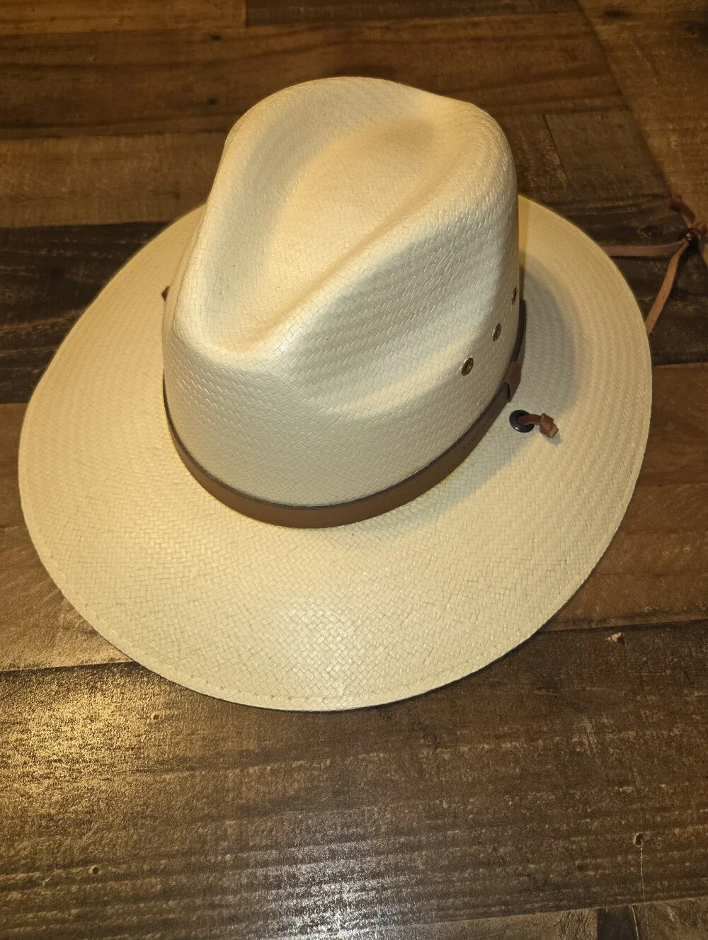 New $65 STETSON Los Alamos Toyo Straw Safari Fedora Cowboy Hat Natural M 3